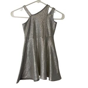 MIA New York Girls Silver Sparkle Glitter One Shoulder Dress Size 4 Party